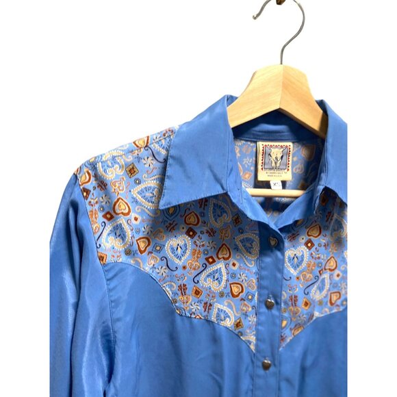 Desert West Button Down Western Shirt Blue Size XS Vintage Retro Festival Rodeo - Picture 7 of 13